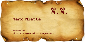 Marx Mietta névjegykártya